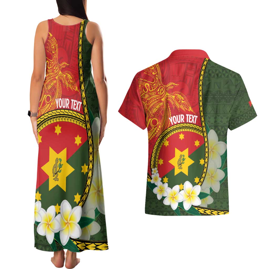 Personalised PNG Isten Hailans Provins Couples Matching Tank Maxi Dress and Hawaiian Shirt Papua New Guinea Plumeria Melanesian Pattern LT14 - Polynesian Pride