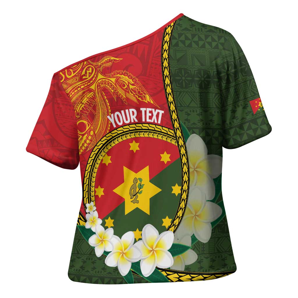 Personalised PNG Isten Hailans Provins Cross Shoulder Shirt Papua New Guinea Plumeria Melanesian Pattern LT14 - Polynesian Pride