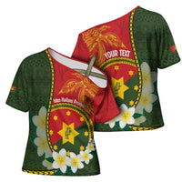 Personalised PNG Isten Hailans Provins Cross Shoulder Shirt Papua New Guinea Plumeria Melanesian Pattern LT14 - Polynesian Pride