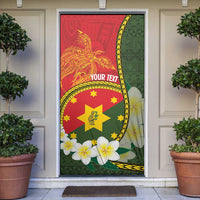Personalised PNG Isten Hailans Provins Door Cover Papua New Guinea Plumeria Melanesian Pattern LT14 Green - Polynesian Pride