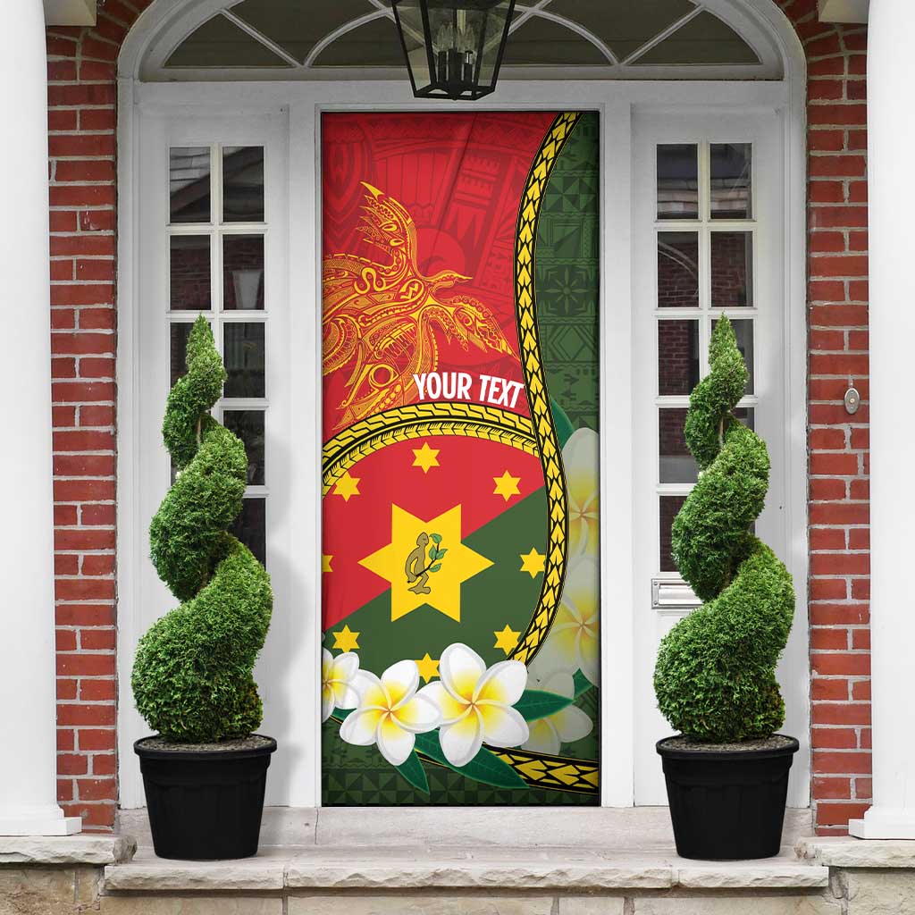 Personalised PNG Isten Hailans Provins Door Cover Papua New Guinea Plumeria Melanesian Pattern LT14 - Polynesian Pride