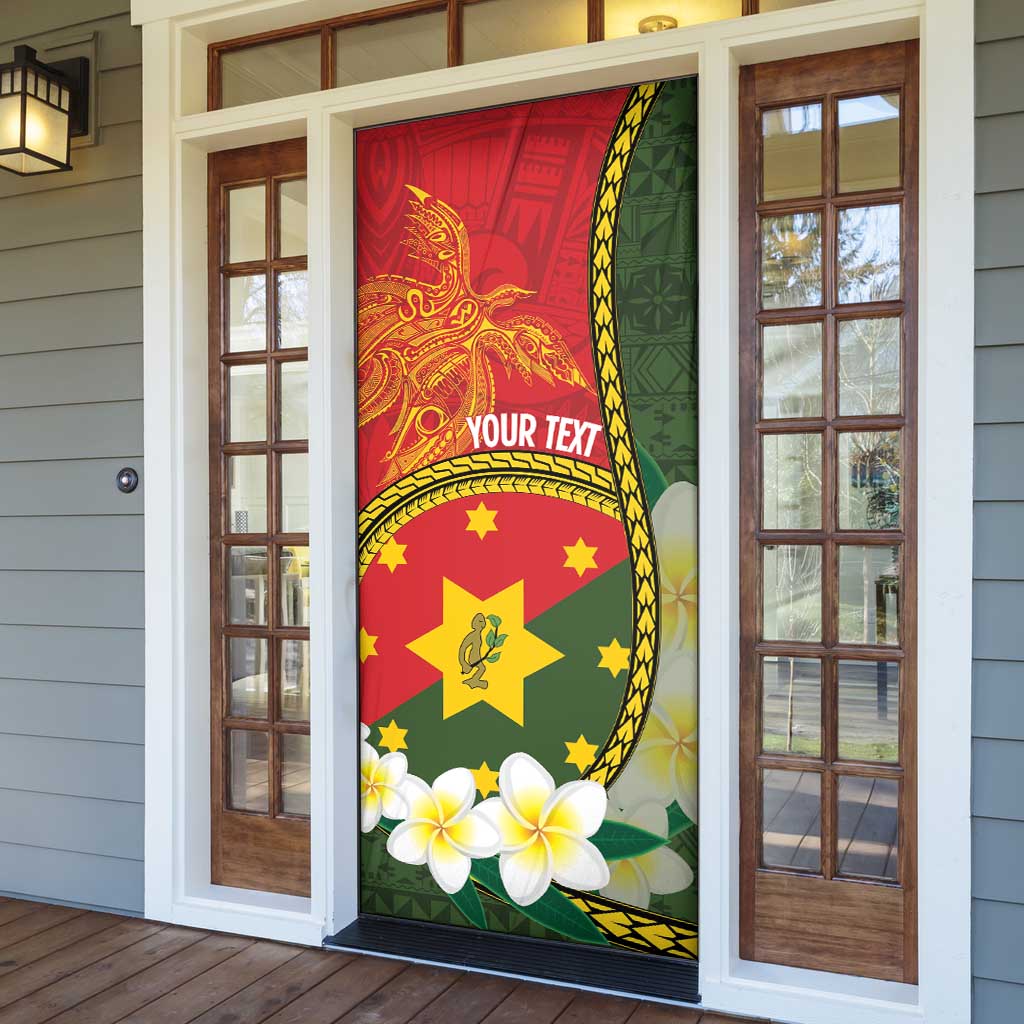 Personalised PNG Isten Hailans Provins Door Cover Papua New Guinea Plumeria Melanesian Pattern LT14 - Polynesian Pride