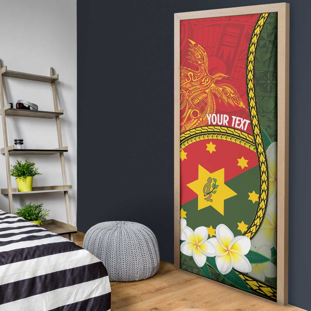 Personalised PNG Isten Hailans Provins Door Cover Papua New Guinea Plumeria Melanesian Pattern LT14 - Polynesian Pride