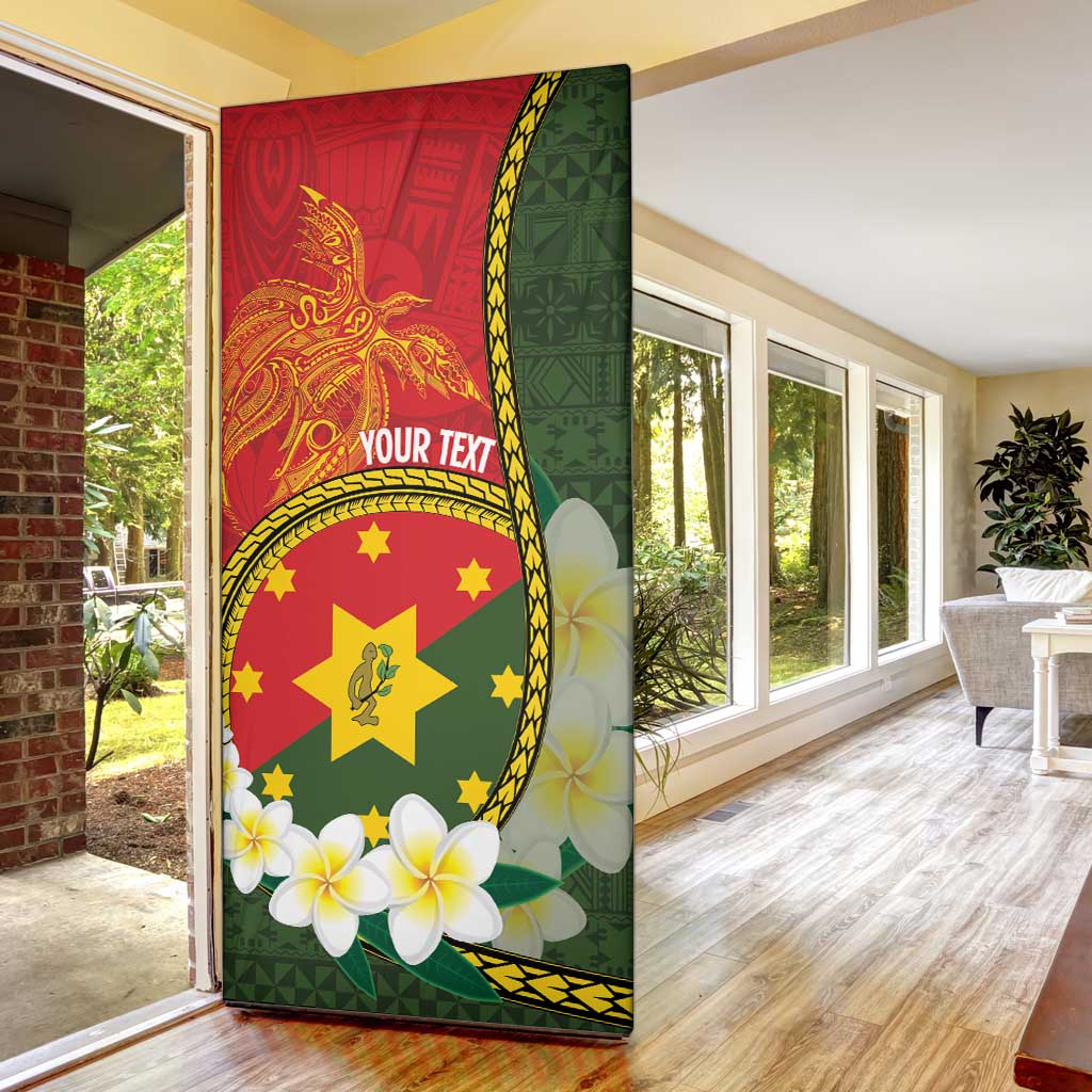 Personalised PNG Isten Hailans Provins Door Cover Papua New Guinea Plumeria Melanesian Pattern LT14 - Polynesian Pride