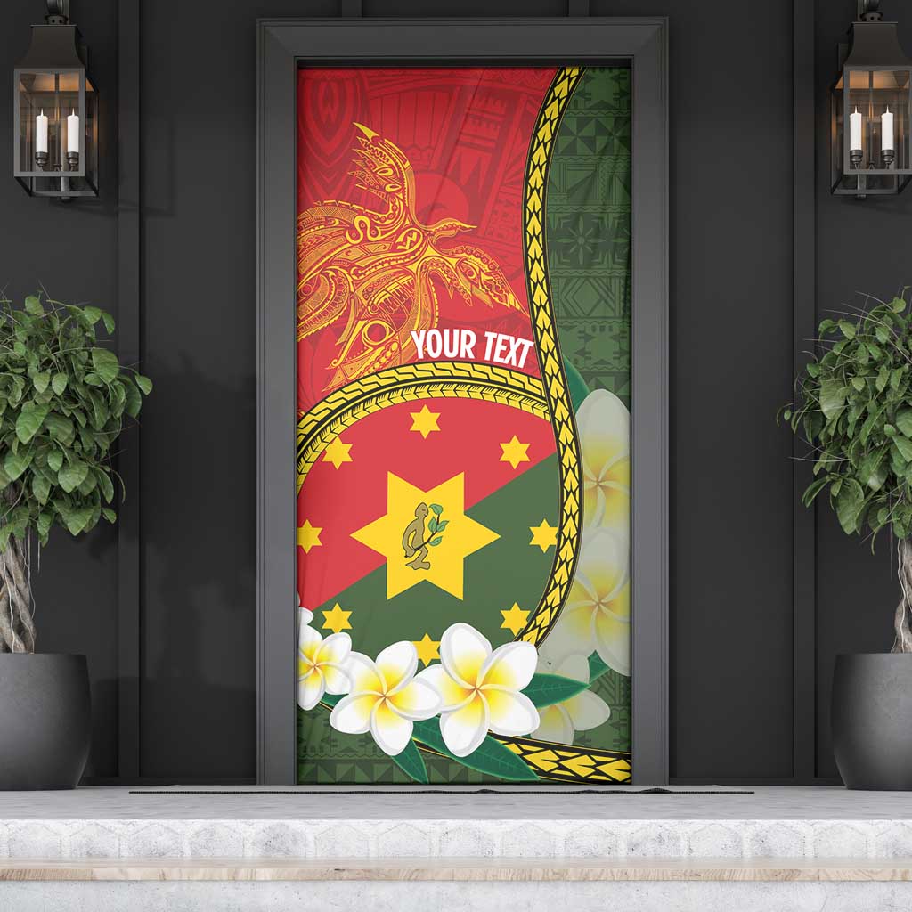 Personalised PNG Isten Hailans Provins Door Cover Papua New Guinea Plumeria Melanesian Pattern LT14 - Polynesian Pride
