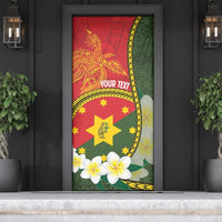 Personalised PNG Isten Hailans Provins Door Cover Papua New Guinea Plumeria Melanesian Pattern LT14 - Polynesian Pride