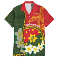 Personalised PNG Isten Hailans Provins Family Matching Long Sleeve Bodycon Dress and Hawaiian Shirt Papua New Guinea Plumeria Melanesian Pattern LT14 Dad's Shirt - Short Sleeve Green - Polynesian Pride