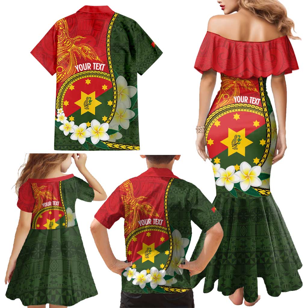 Personalised PNG Isten Hailans Provins Family Matching Mermaid Dress and Hawaiian Shirt Papua New Guinea Plumeria Melanesian Pattern LT14 - Polynesian Pride