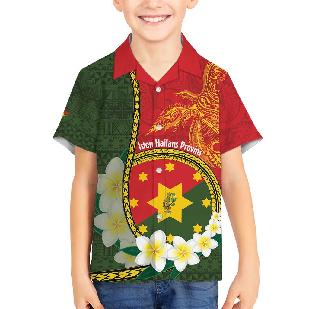 Personalised PNG Isten Hailans Provins Family Matching Off Shoulder Maxi Dress and Hawaiian Shirt Papua New Guinea Plumeria Melanesian Pattern LT14 Son's Shirt Green - Polynesian Pride