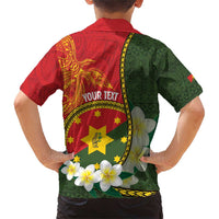 Personalised PNG Isten Hailans Provins Family Matching Short Sleeve Bodycon Dress and Hawaiian Shirt Papua New Guinea Plumeria Melanesian Pattern LT14 - Polynesian Pride