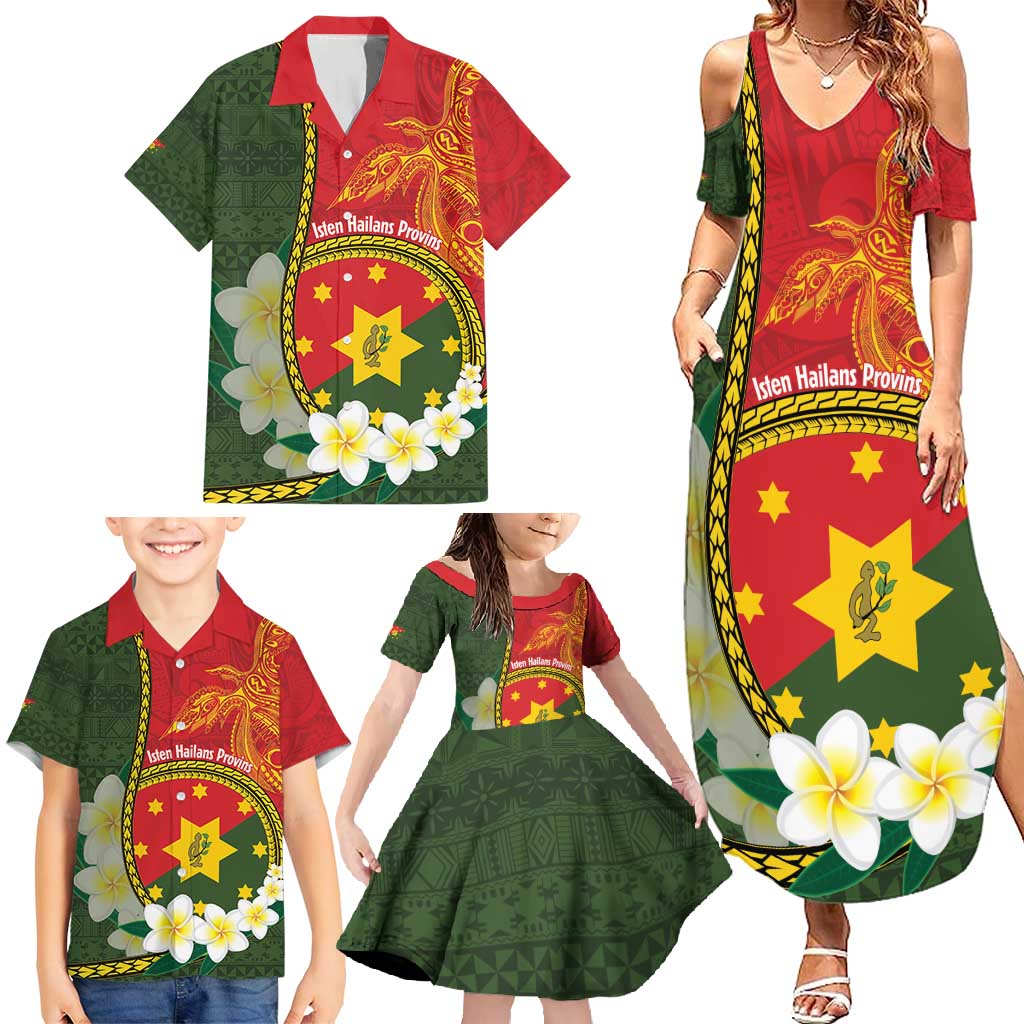 Personalised PNG Isten Hailans Provins Family Matching Summer Maxi Dress and Hawaiian Shirt Papua New Guinea Plumeria Melanesian Pattern LT14 - Polynesian Pride