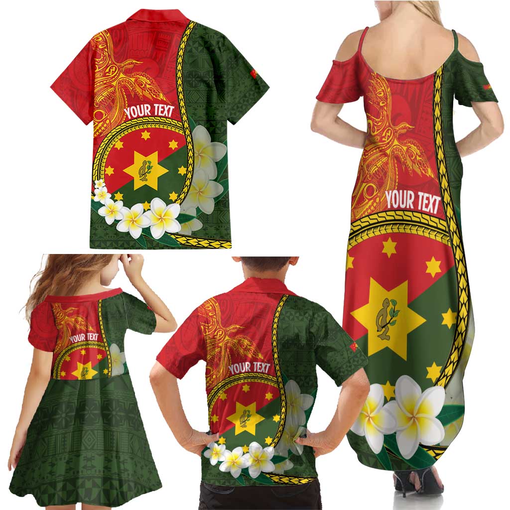 Personalised PNG Isten Hailans Provins Family Matching Summer Maxi Dress and Hawaiian Shirt Papua New Guinea Plumeria Melanesian Pattern LT14 - Polynesian Pride