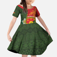 Personalised PNG Isten Hailans Provins Family Matching Tank Maxi Dress and Hawaiian Shirt Papua New Guinea Plumeria Melanesian Pattern LT14 Daughter's Dress Green - Polynesian Pride