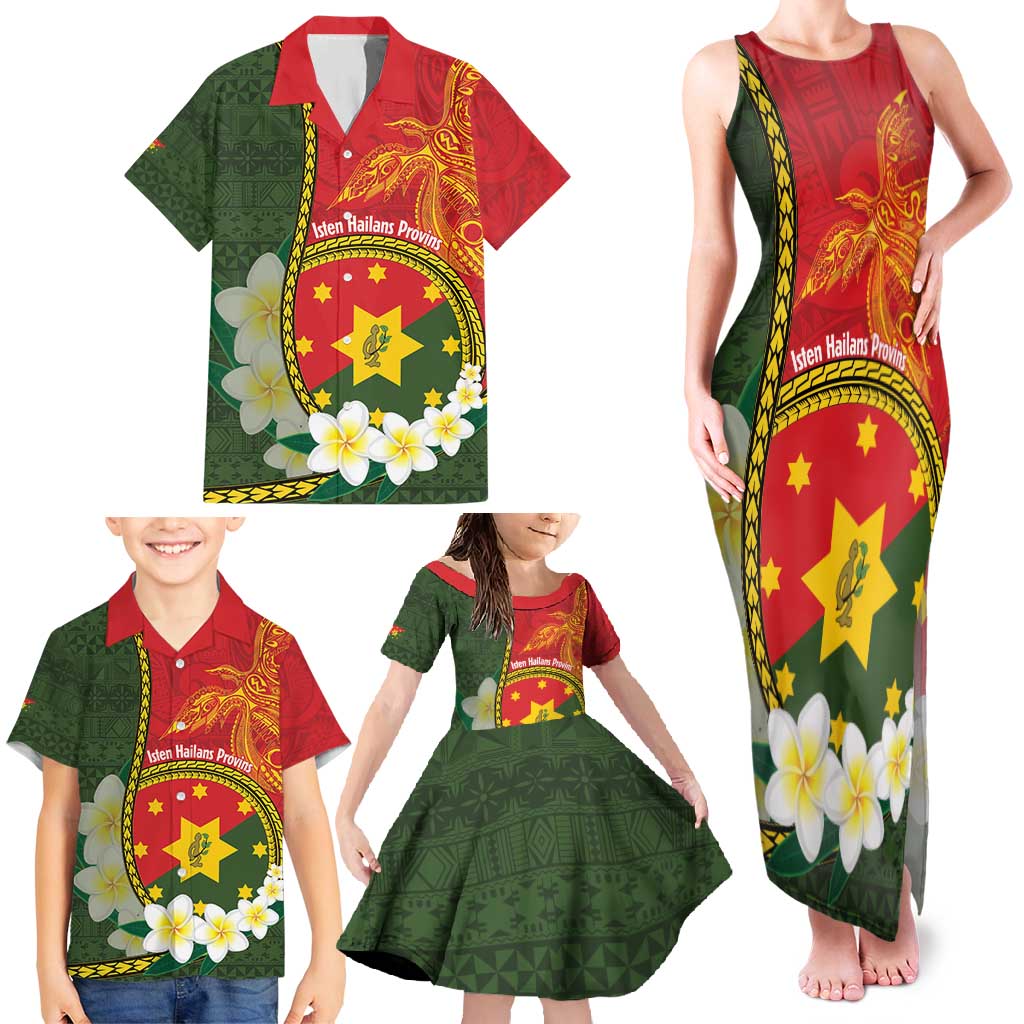 Personalised PNG Isten Hailans Provins Family Matching Tank Maxi Dress and Hawaiian Shirt Papua New Guinea Plumeria Melanesian Pattern LT14 - Polynesian Pride