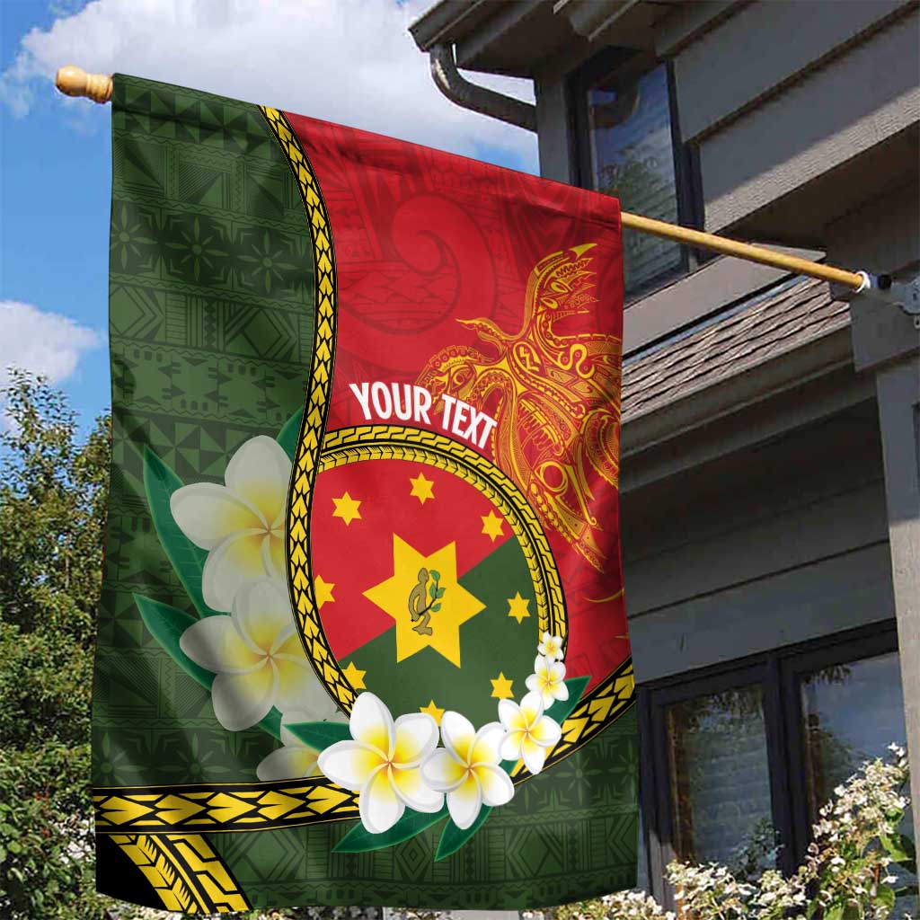 Personalised PNG Isten Hailans Provins Garden Flag Papua New Guinea Plumeria Melanesian Pattern LT14 - Polynesian Pride