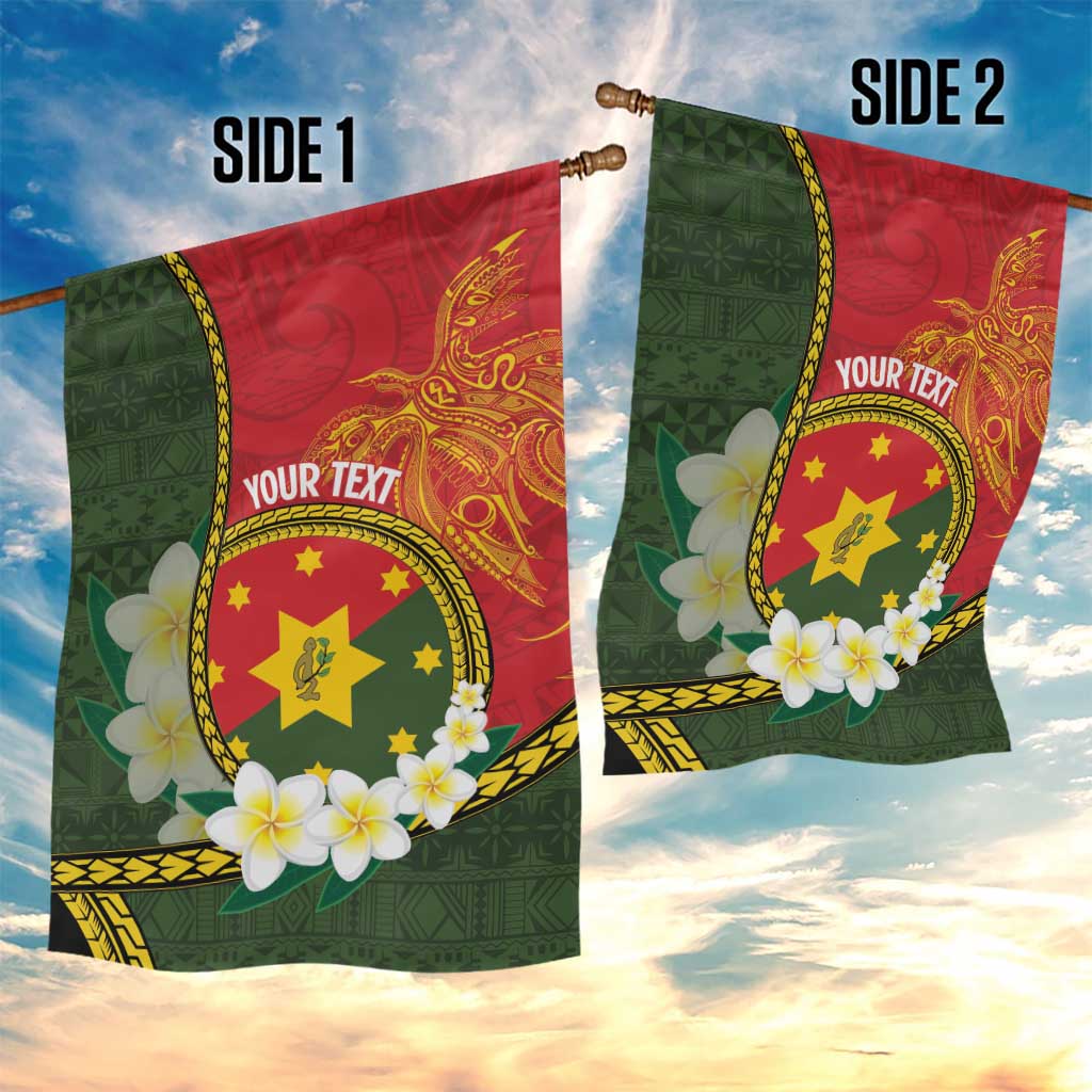 Personalised PNG Isten Hailans Provins Garden Flag Papua New Guinea Plumeria Melanesian Pattern LT14 - Polynesian Pride