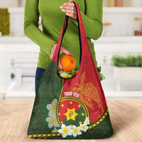 Personalised PNG Isten Hailans Provins Grocery Bag Papua New Guinea Plumeria Melanesian Pattern LT14 - Polynesian Pride