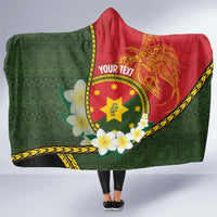 Personalised PNG Isten Hailans Provins Hooded Blanket Papua New Guinea Plumeria Melanesian Pattern LT14 One Size Green - Polynesian Pride