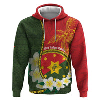 Personalised PNG Isten Hailans Provins Hoodie Papua New Guinea Plumeria Melanesian Pattern LT14 Pullover Hoodie Green - Polynesian Pride
