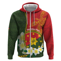 Personalised PNG Isten Hailans Provins Hoodie Papua New Guinea Plumeria Melanesian Pattern LT14 Zip Hoodie Green - Polynesian Pride