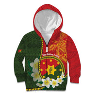 Personalised PNG Isten Hailans Provins Kid Hoodie Papua New Guinea Plumeria Melanesian Pattern LT14 Zip Hoodie Green - Polynesian Pride