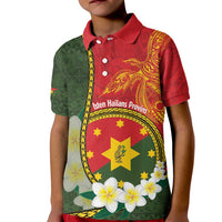 Personalised PNG Isten Hailans Provins Kid Polo Shirt Papua New Guinea Plumeria Melanesian Pattern LT14 Kid Green - Polynesian Pride