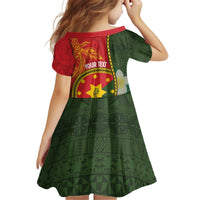 Personalised PNG Isten Hailans Provins Kid Short Sleeve Dress Papua New Guinea Plumeria Melanesian Pattern LT14 - Polynesian Pride