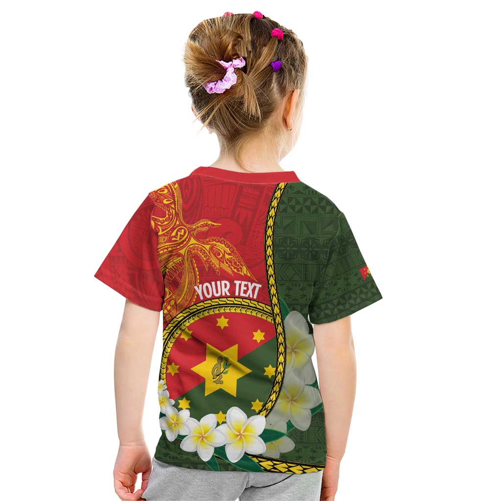 Personalised PNG Isten Hailans Provins Kid T Shirt Papua New Guinea Plumeria Melanesian Pattern LT14 - Polynesian Pride