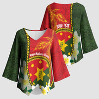 Personalised PNG Isten Hailans Provins Kimono Sleeve Blouse Papua New Guinea Plumeria Melanesian Pattern LT14 - Polynesian Pride