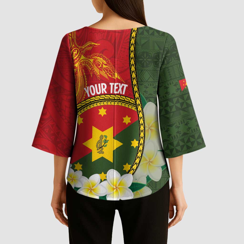 Personalised PNG Isten Hailans Provins Kimono Sleeve Blouse Papua New Guinea Plumeria Melanesian Pattern LT14 - Polynesian Pride