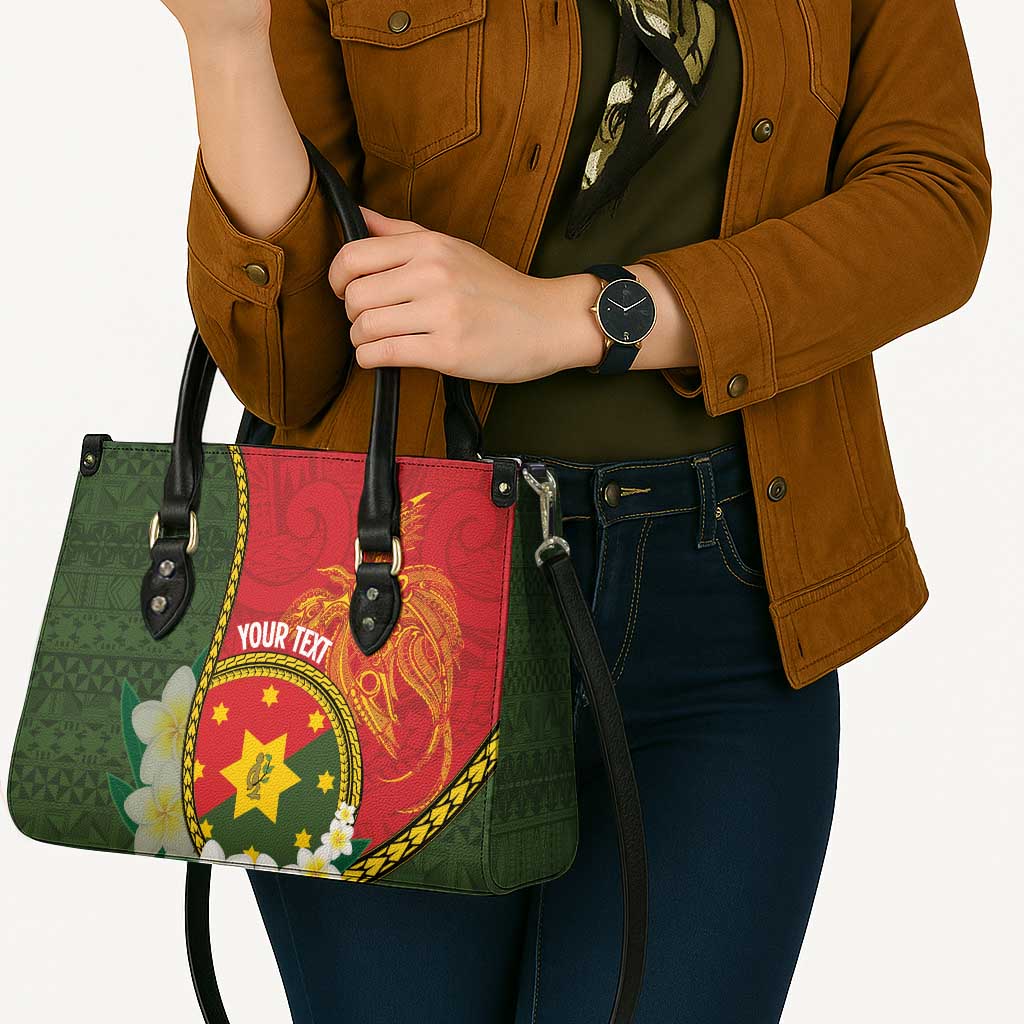 Personalised PNG Isten Hailans Provins Leather Bag Papua New Guinea Plumeria Melanesian Pattern LT14 - Polynesian Pride