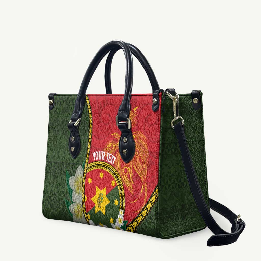 Personalised PNG Isten Hailans Provins Leather Bag Papua New Guinea Plumeria Melanesian Pattern LT14 - Polynesian Pride