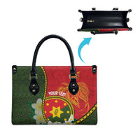 Personalised PNG Isten Hailans Provins Leather Bag Papua New Guinea Plumeria Melanesian Pattern LT14 - Polynesian Pride