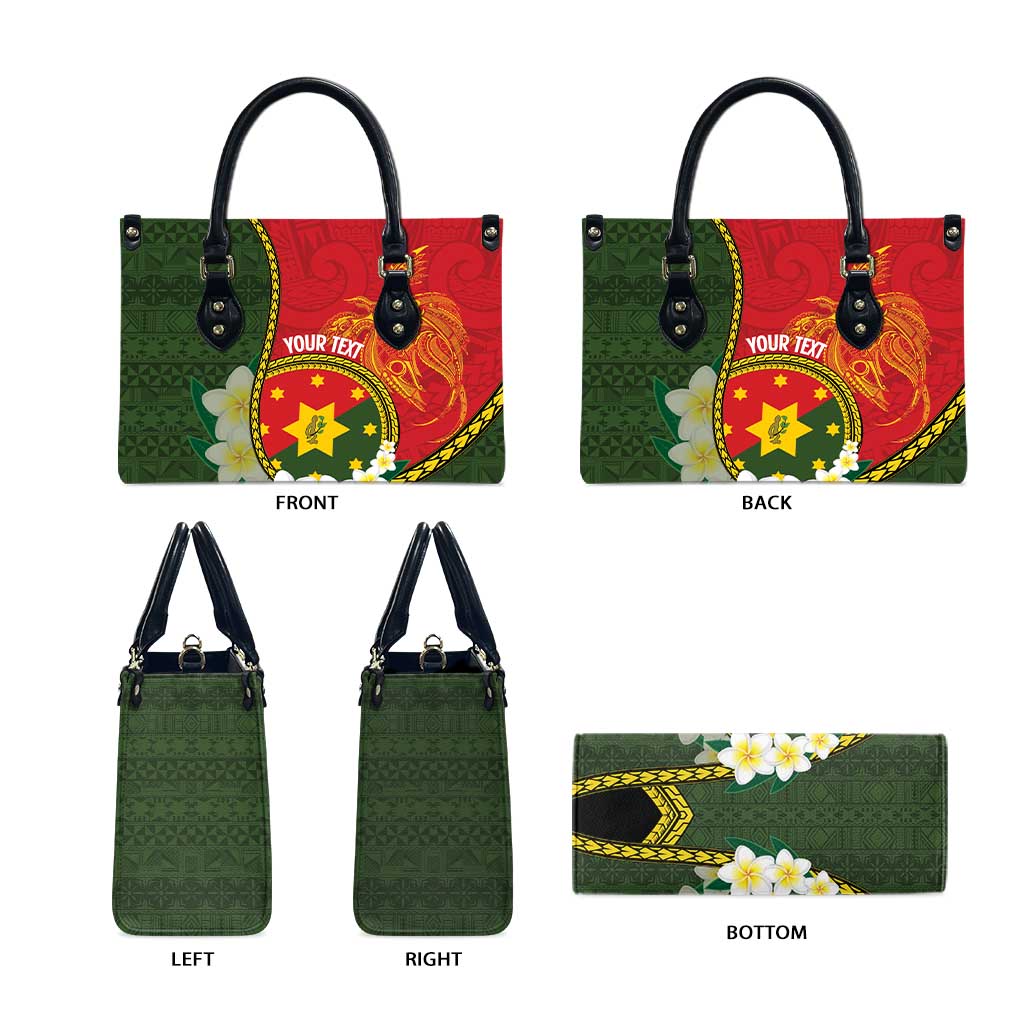 Personalised PNG Isten Hailans Provins Leather Bag Papua New Guinea Plumeria Melanesian Pattern LT14 - Polynesian Pride