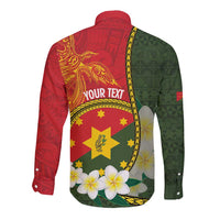 Personalised PNG Isten Hailans Provins Long Sleeve Button Shirt Papua New Guinea Plumeria Melanesian Pattern LT14 - Polynesian Pride