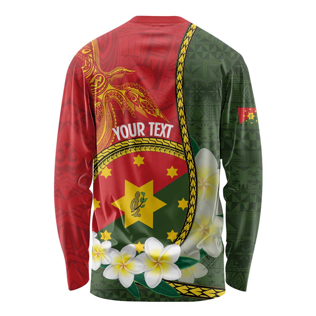 Personalised PNG Isten Hailans Provins Long Sleeve Shirt Papua New Guinea Plumeria Melanesian Pattern LT14 - Polynesian Pride
