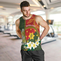 Personalised PNG Isten Hailans Provins Men Tank Top Papua New Guinea Plumeria Melanesian Pattern LT14 Green - Polynesian Pride