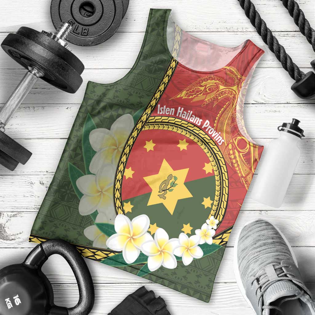 Personalised PNG Isten Hailans Provins Men Tank Top Papua New Guinea Plumeria Melanesian Pattern LT14 - Polynesian Pride