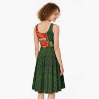 Personalised PNG Isten Hailans Provins Midi Dress Papua New Guinea Plumeria Melanesian Pattern LT14 - Polynesian Pride
