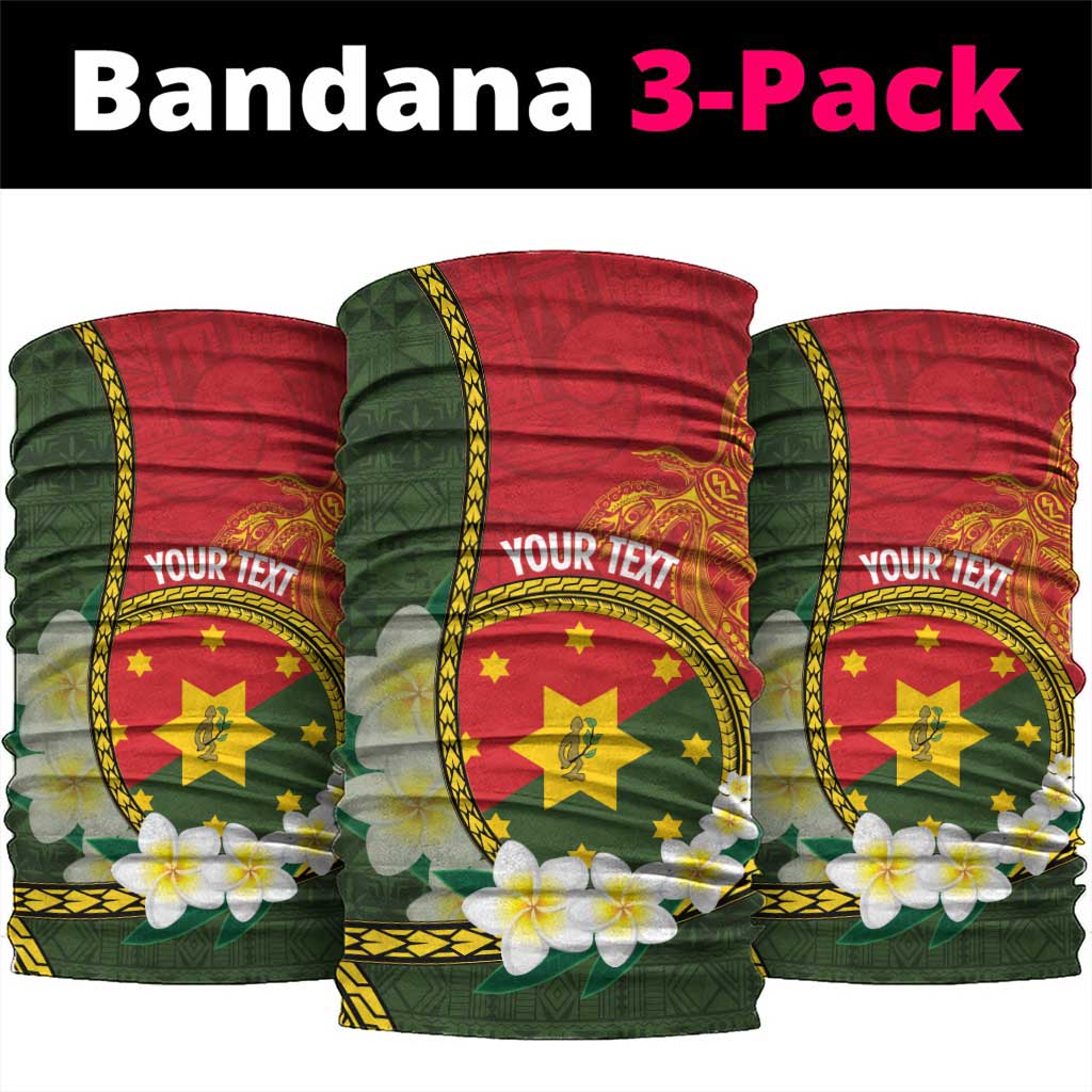 Personalised PNG Isten Hailans Provins Neck Gaiter Papua New Guinea Plumeria Melanesian Pattern LT14 package One Size: 25*50cm Green - Polynesian Pride
