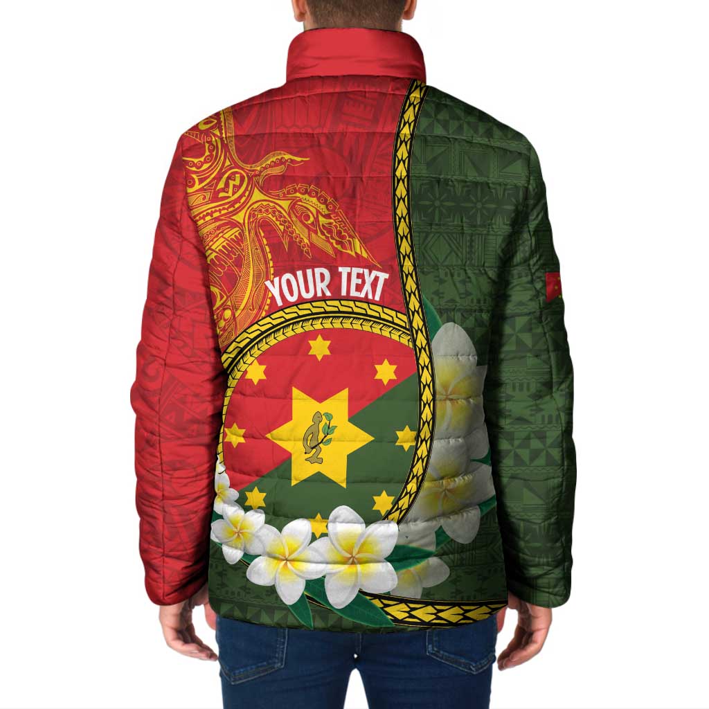 Personalised PNG Isten Hailans Provins Padded Jacket Papua New Guinea Plumeria Melanesian Pattern LT14 - Polynesian Pride