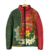 Personalised PNG Isten Hailans Provins Padded Jacket Papua New Guinea Plumeria Melanesian Pattern LT14 - Polynesian Pride