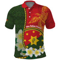 Personalised PNG Isten Hailans Provins Polo Shirt Papua New Guinea Plumeria Melanesian Pattern LT14 Green - Polynesian Pride