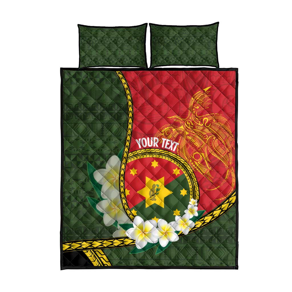 Personalised PNG Isten Hailans Provins Quilt Bed Set Papua New Guinea Plumeria Melanesian Pattern LT14 - Polynesian Pride