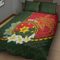 Personalised PNG Isten Hailans Provins Quilt Bed Set Papua New Guinea Plumeria Melanesian Pattern LT14 - Polynesian Pride