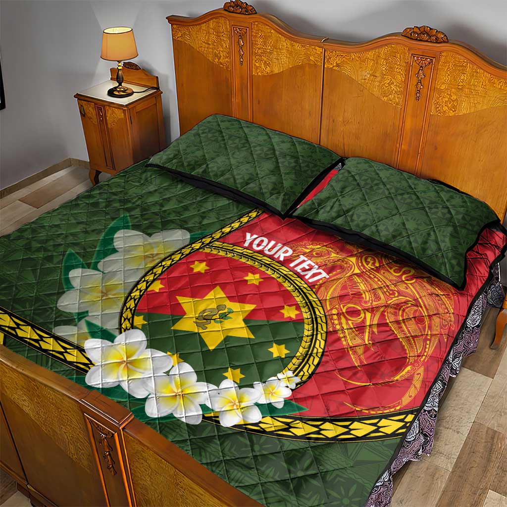 Personalised PNG Isten Hailans Provins Quilt Bed Set Papua New Guinea Plumeria Melanesian Pattern LT14 - Polynesian Pride
