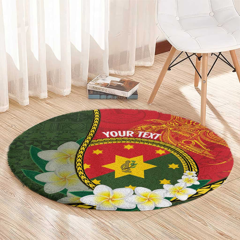 Personalised PNG Isten Hailans Provins Round Carpet Papua New Guinea Plumeria Melanesian Pattern LT14 - Polynesian Pride