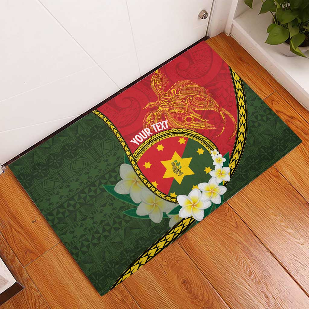 Personalised PNG Isten Hailans Provins Rubber Doormat Papua New Guinea Plumeria Melanesian Pattern LT14 - Polynesian Pride