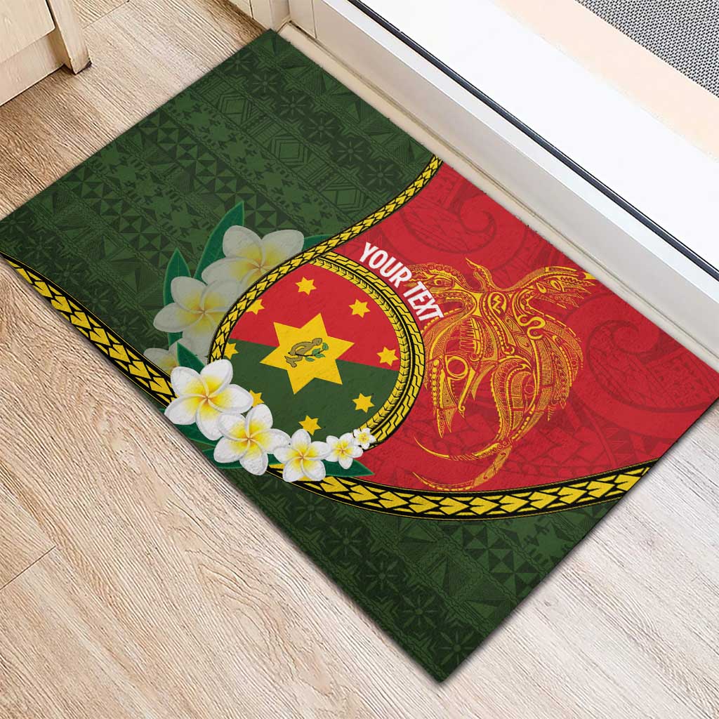 Personalised PNG Isten Hailans Provins Rubber Doormat Papua New Guinea Plumeria Melanesian Pattern LT14 - Polynesian Pride