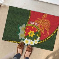 Personalised PNG Isten Hailans Provins Rubber Doormat Papua New Guinea Plumeria Melanesian Pattern LT14 - Polynesian Pride